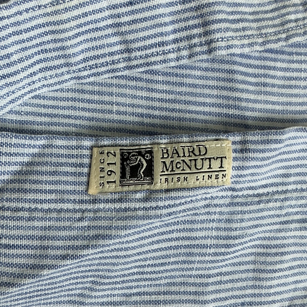 J. Crew Men's Slim Fit Blue Linen Pinstripe Shirt - Picture 4 of 4